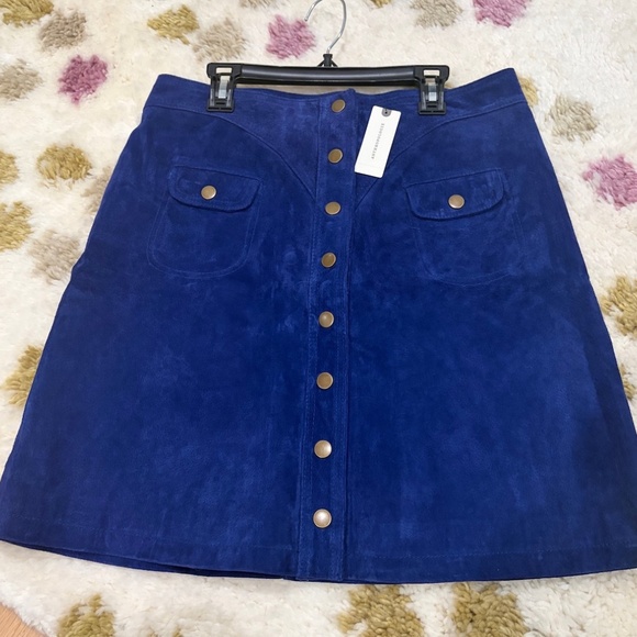 Anthropologie Button Front Suede Mini Skirt NWT $148 Size 10 - Picture 5 of 7